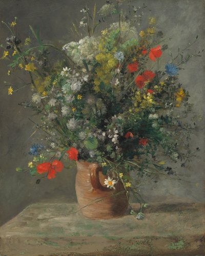 花瓶中的花朵，约1866年（布面油画） 作者 皮埃尔·奥古斯特·雷诺阿