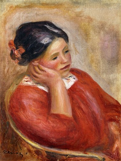 Gabrielle倾斜；加布里埃尔·阿库德（Gabrielle Acoudee）， 作者 皮埃尔·奥古斯特·雷诺阿