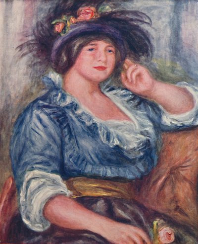 戴玫瑰的女孩，1913年，1923年 作者 皮埃尔·奥古斯特·雷诺阿