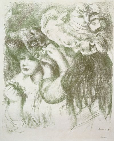 帽子别针，第一板； Le Chapeau Epingle，首映的普朗什，约1897年 作者 皮埃尔·奥古斯特·雷诺阿