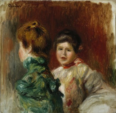 《两个女人的头》，约1895年（布面油画） 作者 皮埃尔·奥古斯特·雷诺阿