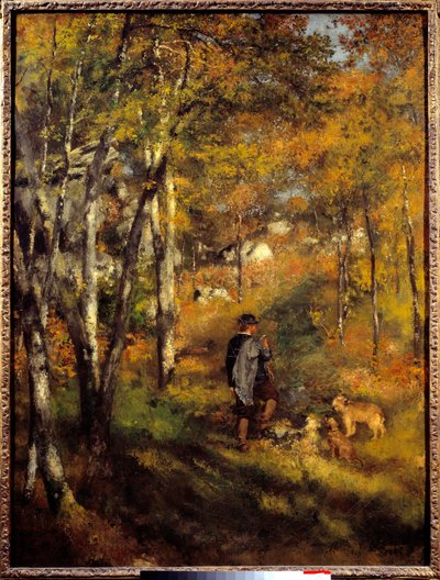 Jules Lecoeur and his dogs in Fontainebleau forest. Painting by Pierre Auguste Renoir (1841-1919) 作者 皮埃尔·奥古斯特·雷诺阿