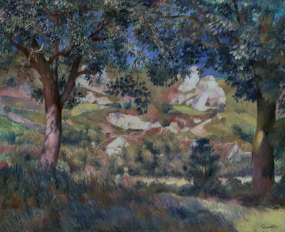 La Roche Guyon的风景，约1887年（布面油画） 作者 皮埃尔·奥古斯特·雷诺阿
