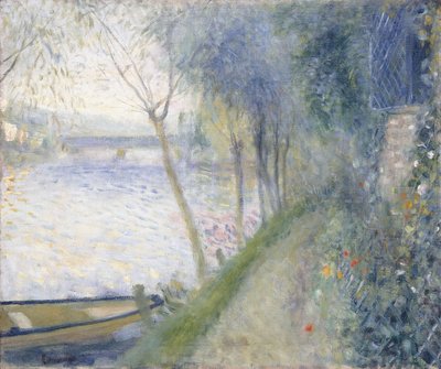 塞纳河边缘的风景与杜邦“ Argenteuil” 作者 皮埃尔·奥古斯特·雷诺阿