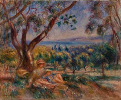 风景与人物，卡涅附近 (Paysage avec figures, environs de Cagnes) 作者 皮埃尔·奥古斯特·雷诺阿