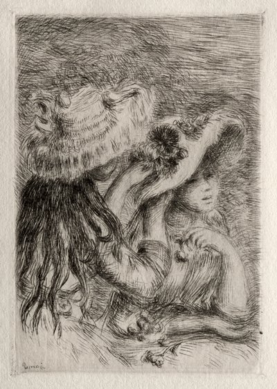固定帽子，1894年。 作者 皮埃尔·奥古斯特·雷诺阿