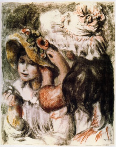 固定帽子固定帽子，1898年 作者 皮埃尔·奥古斯特·雷诺阿