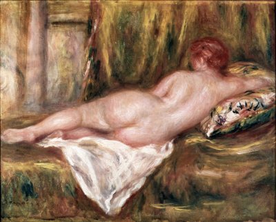 沐浴后从背部或休息处看到的裸层（布面油画 作者 Pierre Auguste Renoir