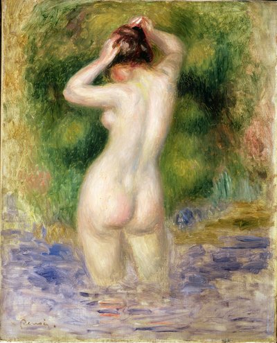 涉水裸体，约1880年（布面油画 作者 Pierre Auguste Renoir