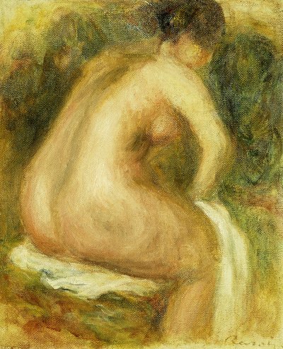 裸体女人洗澡；坐着的裸体女人，1910年 作者 Pierre Auguste Renoir