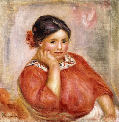 加布里埃尔在红色上衣的肖像，1896年 作者 皮埃尔·奥古斯特·雷诺阿