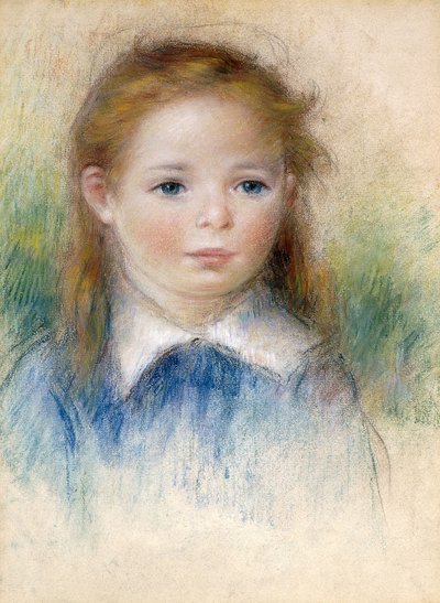 一个女孩的画像；小女孩的画像， 作者 皮埃尔·奥古斯特·雷诺阿
