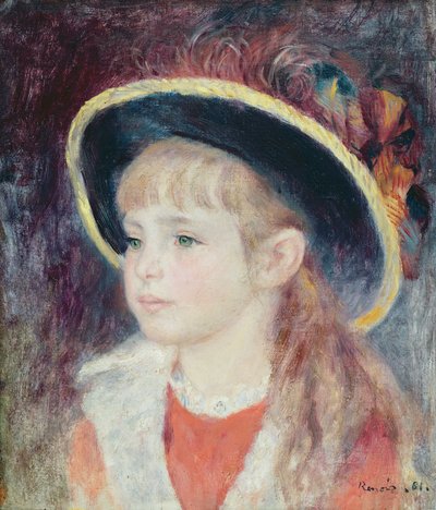 1881年蓝色帽子女孩纵向帽子年轻人 作者 Pierre Auguste Renoir