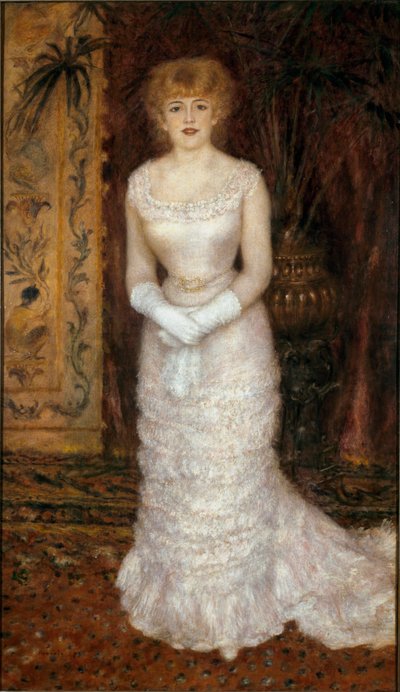 女演员珍妮·萨玛丽 (1857-1890) 步行的肖像。 皮埃尔·奥古斯特·雷诺阿 (Pierre-Auguste 作者 皮埃尔·奥古斯特·雷诺阿