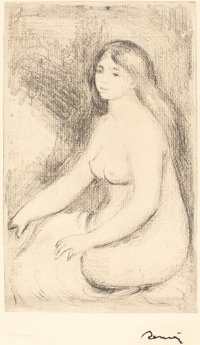 坐在地上的浴者Baigneuse assise，约1905年。 作者 皮埃尔·奥古斯特·雷诺阿