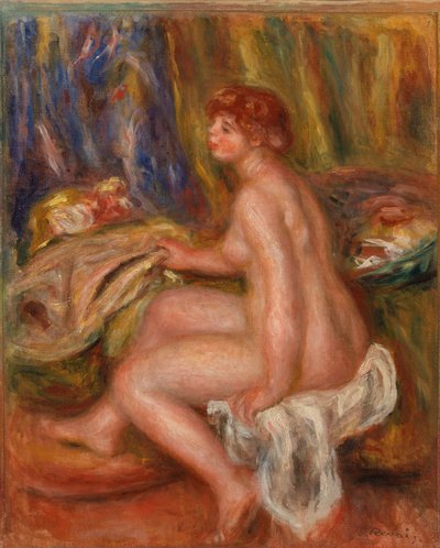坐姿女性裸体，侧面图 作者 Pierre Auguste Renoir