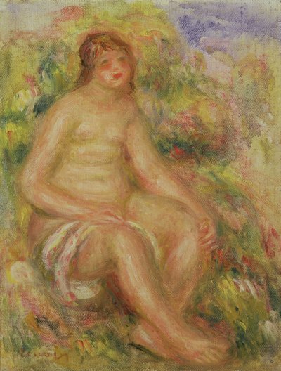 景观中的坐姿裸体 作者 Pierre Auguste Renoir