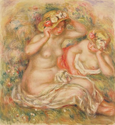 戴着帽子的两个裸体 作者 Pierre Auguste Renoir