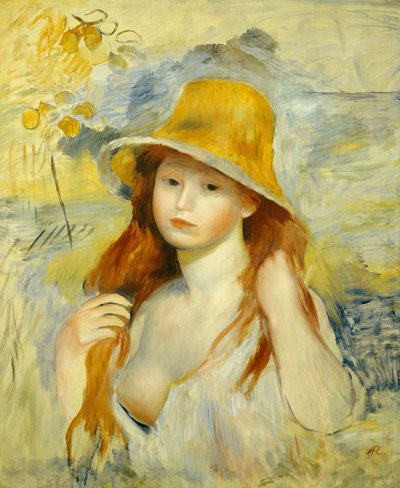 戴草帽的少女，1884年 作者 皮埃尔·奥古斯特·雷诺阿
