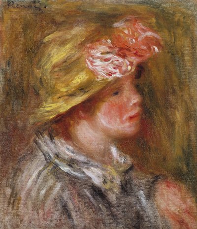 华丽的帽子的年轻女子 作者 Pierre Auguste Renoir