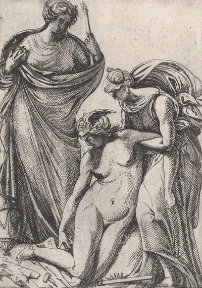 研究支持晕倒的雕塑化身，站在他们旁边，弗兰...，1607-61。 作者 皮埃尔·比亚德