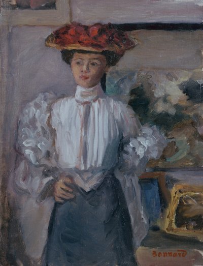 戴帽子的女孩（布面油画） 作者 Pierre Bonnard