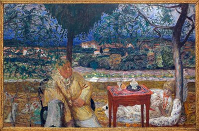 在花园里（普罗旺斯对话）。 Jozef Pankiewicz (1866-1940, 波兰画家) 和 Marthe de Meligny (nee Maria Boursin 作者 皮埃尔·邦纳德