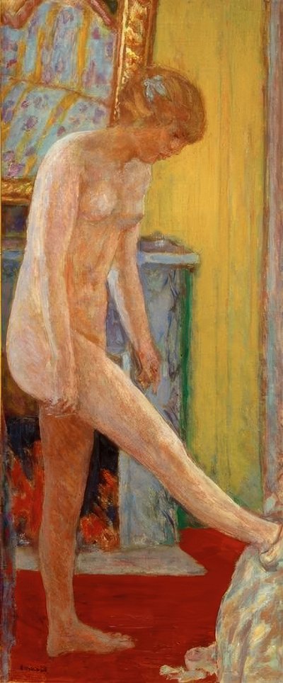 在壁炉前的裸体女孩 作者 Pierre Bonnard