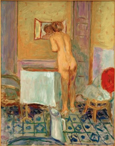 用红布裸体或用厕所裸体 作者 Pierre Bonnard
