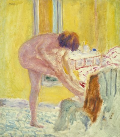 裸体，黄色背景，约1924年（布面油画 作者 Pierre Bonnard