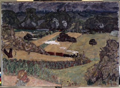 有货运列车的风景。皮埃尔-博纳尔（1867-1947 年）的画作 作者 皮埃尔·邦纳德