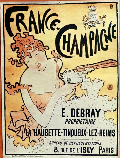 海报广告法国香槟，1891年 作者 Pierre Bonnard