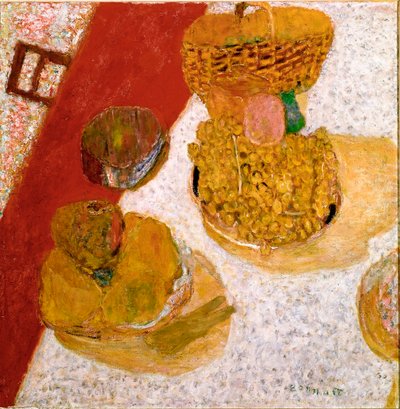 桌角的水果静物。皮埃尔-博纳尔(1867-1947)的画作，1935年，尺寸。67x63.5厘米 巴黎，国家现代艺术博物馆 作者 皮埃尔·邦纳德