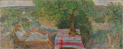 风景中的女人，c.1914（布面油画） 作者 皮埃尔·邦纳德