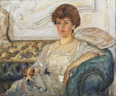 一个蓝色沙发的妇女 作者 Pierre Bonnard