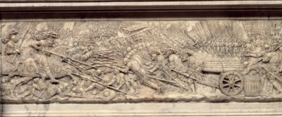 1515年的马里尼昂之战。法国国王弗朗索瓦一世（1494-1547）的心脏之墓。皮埃尔-邦特姆斯（Pierre Bontemps）（约1507-1568）的低浮雕 作者 皮埃尔·邦普斯（Pierre Bontemps）