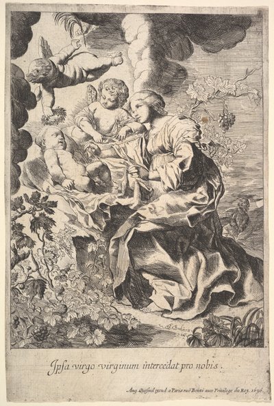 圣母和孩子与天使，1636年。 作者 皮埃尔·布雷比埃特