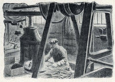用磨坊冲压的餐具 皮埃尔·卡尔梅特 (Pierre Calmette) 私人收藏的“Excursion a travers les metiers”雕刻 作者 皮埃尔·卡尔梅特