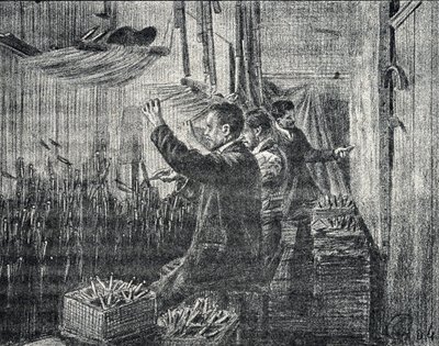 奥布松挂毯：装饰匠颠倒工作 皮埃尔-卡尔梅特的 "Excursion a travers les metiers "中的雕刻 珍贵收藏 作者 皮埃尔·卡尔梅特