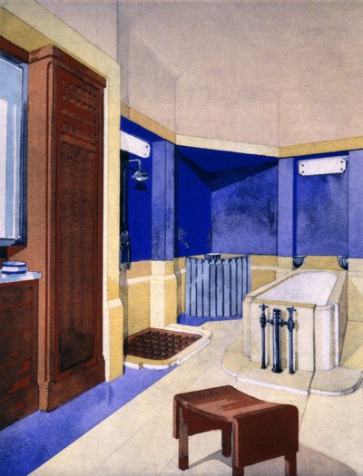 浴室项目，c。 1925（水粉） 作者 皮埃尔·夏洛