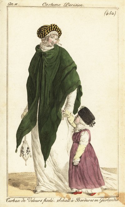 时尚的女人和孩子，巴黎 作者 皮埃尔·查尔斯·巴奎