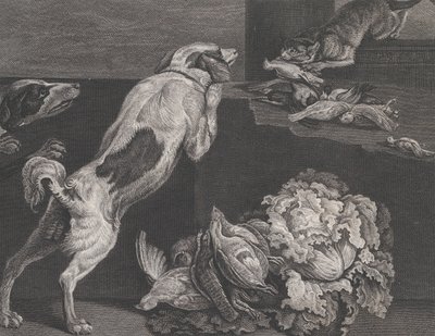 狗和静物，1778年 作者 约瑟夫·法灵顿