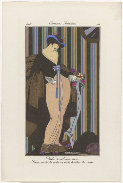 女性与时尚》杂志：时尚插画师
夫人与时尚》杂志：时尚新闻
Journal des Dames et des Modes，Costumes Parisiens，1913 年，第 111 期：天鹅绒连衣裙 (...) 作者 无名氏