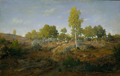 岩石中的小径，大概是1861年。 作者 Pierre Etienne Theodore Rousseau