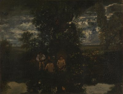 月光。泳客，1860年代 作者 皮埃尔·艾蒂安·西奥多·卢梭