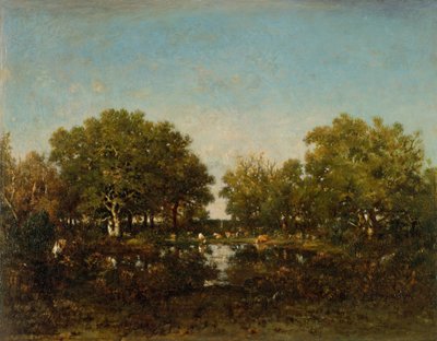 香波堡森林的水池记忆，1839年。 作者 Pierre Etienne Theodore Rousseau