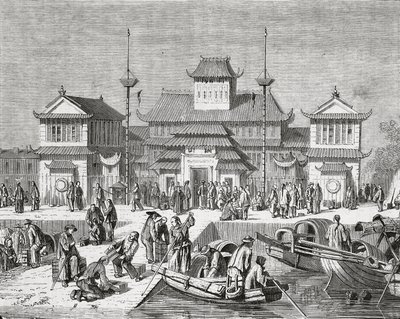 中国、上海、上海海关、雕刻 作者 皮埃尔·尤金（Pierre Eugene）
