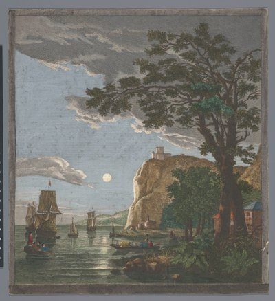 月光下的海岸和水面上的船只景色
La pleine lune（物上标题） 作者 皮埃尔·雅克·杜雷