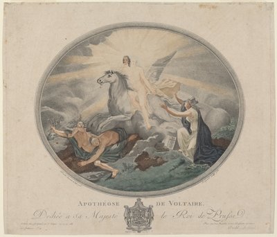 伏尔泰的神化》（The Apotheosis of Voltaire）。 作者 皮埃尔·弗朗索瓦·勒格朗，根据罗伯特·纪尧姆·达德尔