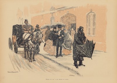 清晨六点钟离开舞会的巴黎人（彩色石版画） 作者 皮埃尔·乔治·让尼奥
